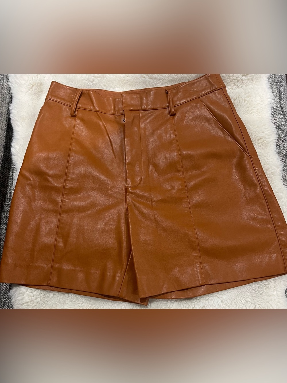 Jason Wu Designer Tan Leather-Look Women's Shorts